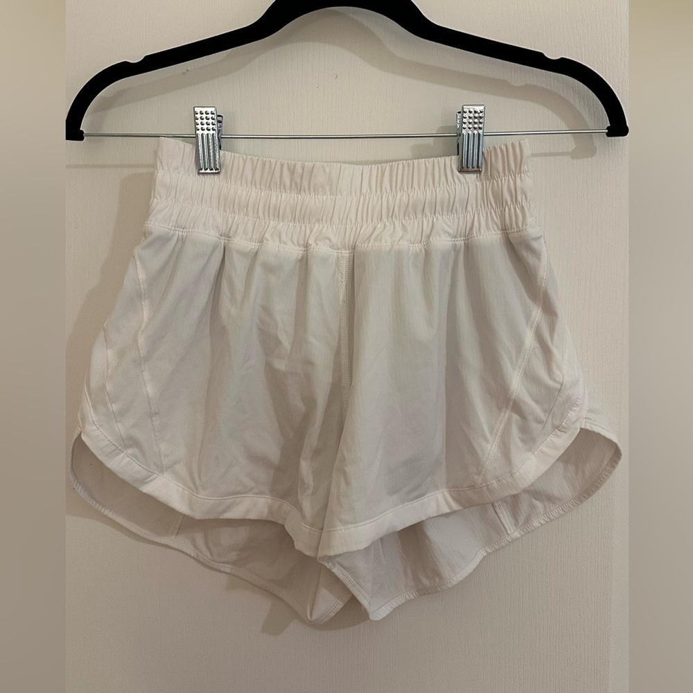 LULULEMON Track That High Waisted Lined 3” Shorts in White Size 4